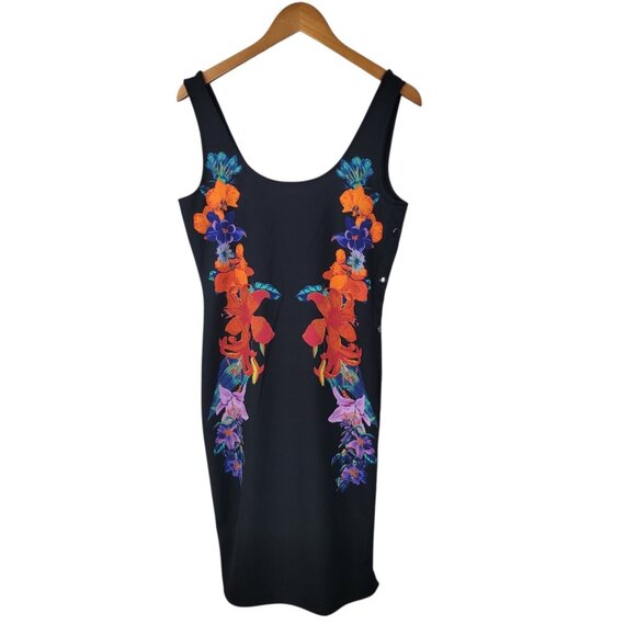 New Bold Elements Dress size Medium Tropical black Sheath evening club Hawaiian - Picture 2 of 9